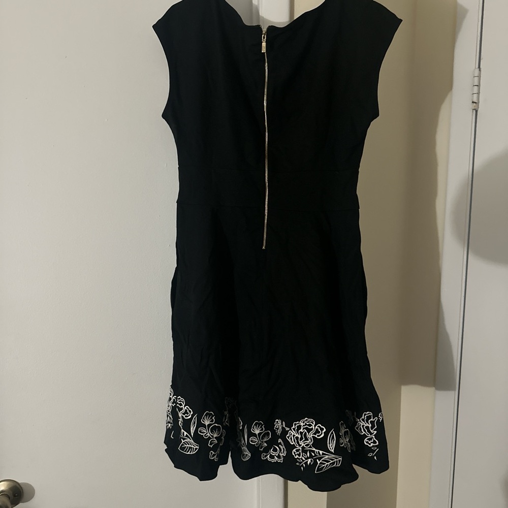 Elegant Black Dress with White Floral Embroidery